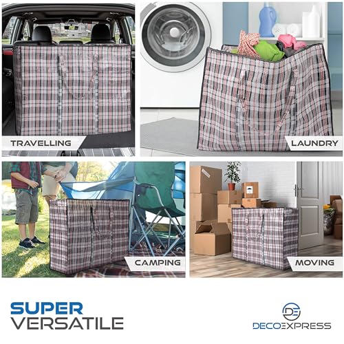 DECO EXPRESS Wäschesack Groß mit Reißverschluss XXL 8er-Pack, 75L Aufbewahrungstasche Groß für Kleidung und Bettwäsche Aufbewahrung, Wäschebeutel Reise und Umzugstasche (76 X 59 X 24 CM)
