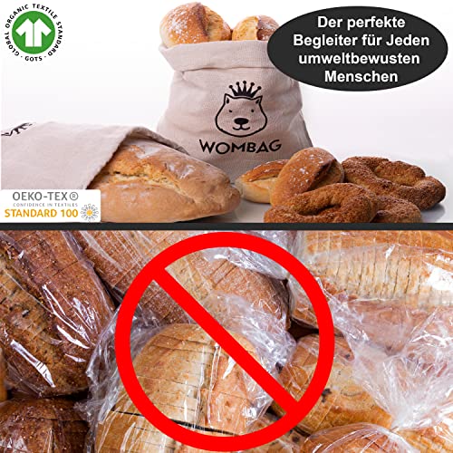 Foto von WOMBAG 4 Brotbeutel Leinen Bio Brotsack zum frischhalten Brottasche Leinen Kartoffel Aufbewahrung Brotaufbewahrung Brottüten Wiederverwendbar Brotbeutel Aufbewahrung Frischhalten Leinensack Bio
