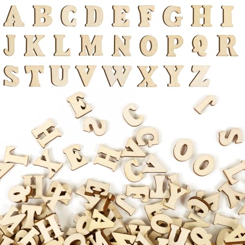 LXUEJIE 208 pièces de lettres en bois petites, 15 mm - Lettres en bois décoratives pour le bricolage - Lettres en bois majuscules A-Z pour l'artisanat DIY et...