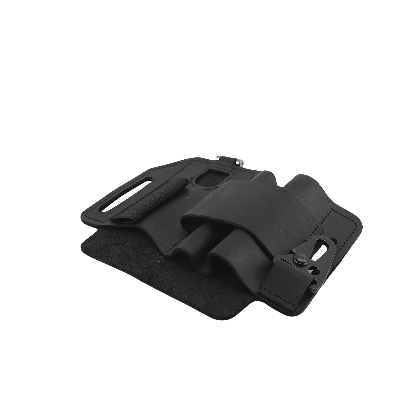 Jelquix Leather Multitool Sheath Stylish and Portable Belt Organizer for Everyday Carry Outdoor Use Compact Size (Black)