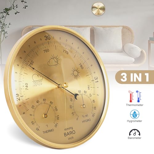 Kawlity THERMOMETER/BAROMETER 3-In-1 All-Season Wall Hanging Thermometer, Barometer, Hygrometer | Accurate Weather Station thumb #1