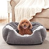 MIXJOY Dog Beds for Large Medium Small Dogs, Rectangle Cave Hooded Blanket Puppy Bed, Luxury Anti-An