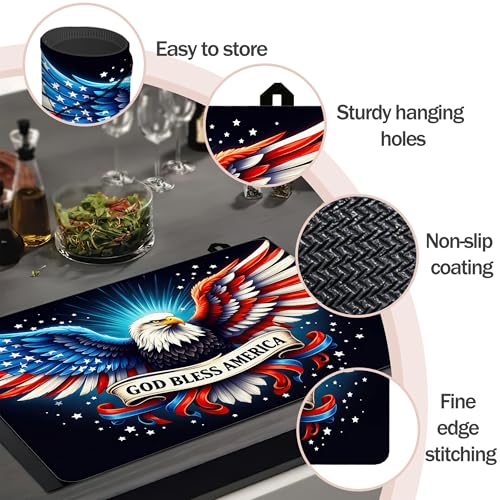 Image of Multi-Design Silicone Stove Cover for Glass /Electric Stoves - 3-in-1 Heat-Resistant Protector Mat, Non-Slip Drying Rack (American Bald Eagle, 28 inch L x 20 inch W)