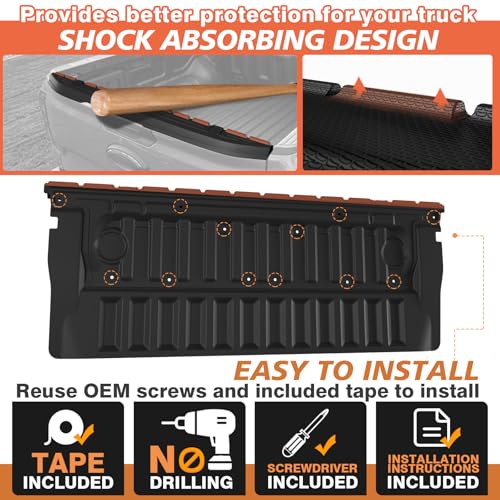 Image of TripleAliners Truck Mat Compatible with 2024-2026 Ford Ranger Accessories, Tailgate Mat Custom Fit All Weather Protection Pickup Liner, w /Tailgate Cap Protector