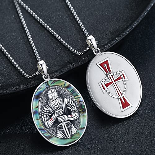 925 Sterling Silver Patron Saint Medals Amulet Protection Pandent Necklace Cross Faith Jewelry for Men(2.5mm 22"+2" Rolo Chain)2