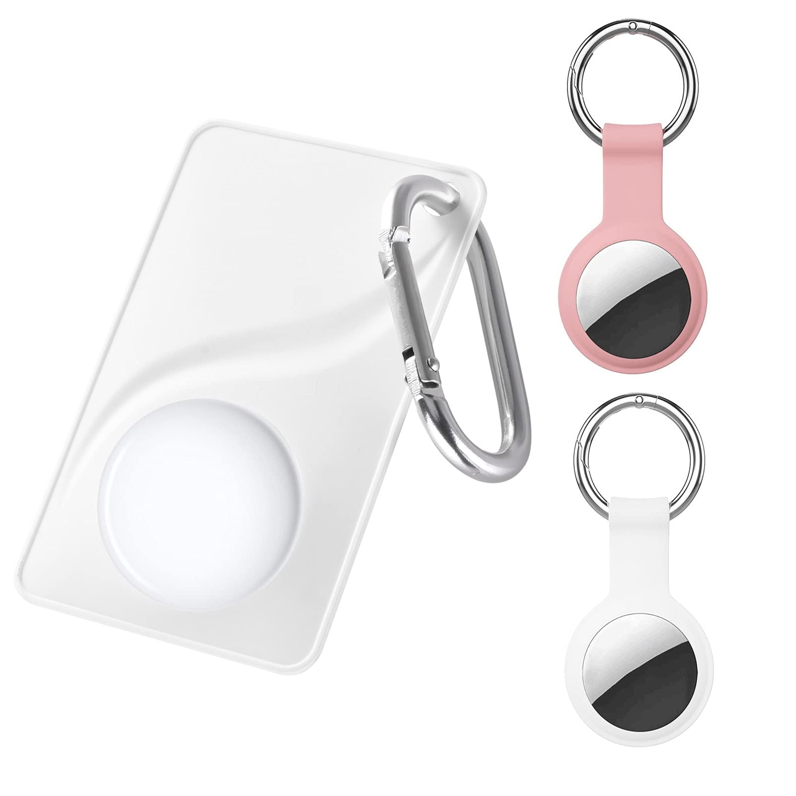 3PCS Protective Case Compatible with Apple Airtag Tracker,1PCS Wallet Card case Cover Air Tag Holder,2PCS Silicone Case Cover for AirTag Key Finder Phone Finder,Anti-Lost Air Tag Accessories (White)
