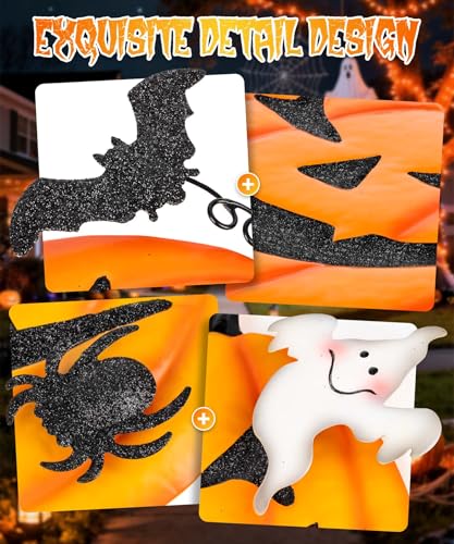 2 Pack Halloween Garden Stakes - Stacked Metal Pumpkins Jack-o-Lantern Lawn Decor, Scary Metal Yard Signs Stake Outdoor Decorative Pumpkin Home Lawn Pathway Decor2