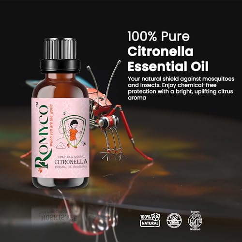 Image of Romyco Citronella Essential Oil 15ml | Natural Insect & Mosquito Repellent Oil | Therapeutic Grade Pure Natural Undiluted | Aromatherapy Diffuser