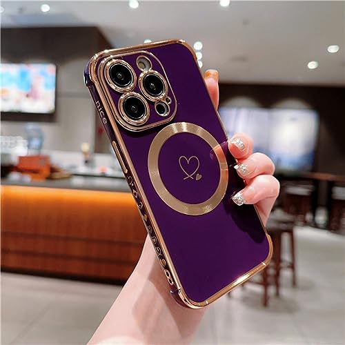 Cadre de placage magnétique de luxe LVTFCO pour étui iPhone 12 violet