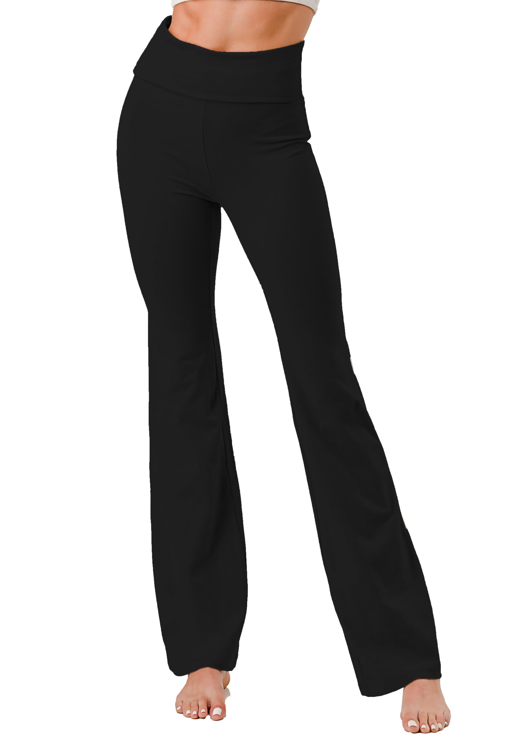 DAISY BY DAIZY Womans Flare Boots Cut Yoga Pants (M, Fold_Black)