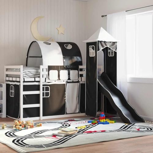 Nqyjm Litera sin colchón con tobogán blanco negro 90 x 190 cm Somier de láminas de fácil montaje para dormitorio, hotel, dormitorio L32H84182