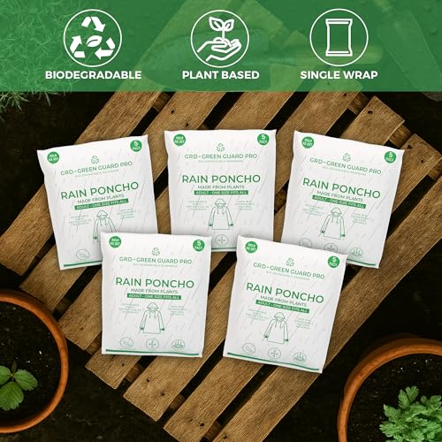 GRD Green Guard Pro Sustainable Clear Rain Ponchos for Adults - Family Pack of 5 - Image 2