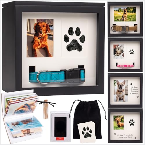 Dog Urn for Ashes 5 Customizable Displays with Paw Print Ink Kit and Flannel Bag Pet Urns for Dogs Ashes Pet Cremation Memorial Box Cat Urn for Ashes Dog Ashes Keepsake Fur Vial Photo Album