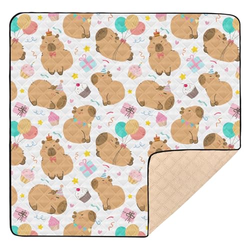 Bonita alfombra de juego para bebé de 50 x 50 pulgadas, gruesa, suave, antideslizante, para niños pequeños y bebés