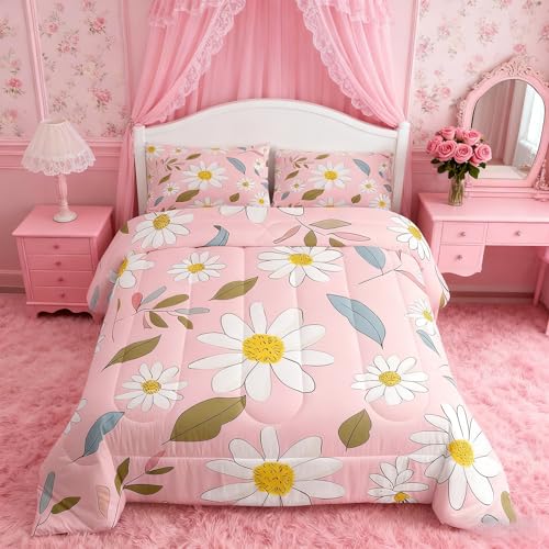 Couette marguerites blanches lit enfant imprimé botanique durable - 2