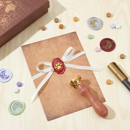 CRASPIRE Cat Paw Print Wax Seal Stamp Vintage Pet Animal Removable Brass Head with Wooden Handle Sealing Wax Stamp for Christmas Day Party Envelopes Invitations Scrapbooking Packing Decoration - Image 4