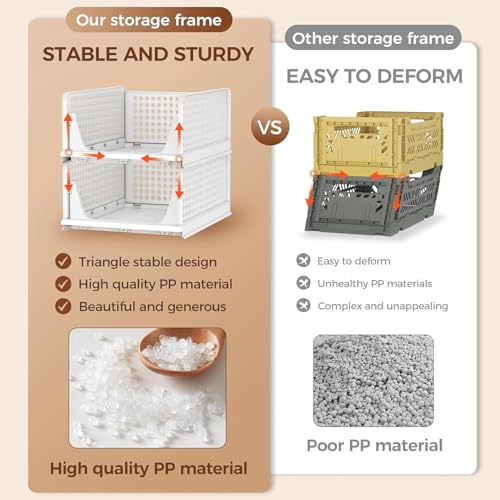 Image of JD FRESH 2 Tier Large Stackable Wardrobe Organizer for Storage /Foldable Cupboard Organizer for Clothes /Polypropylene Multipurpose Space Organiser Rack /Closet Organizer (White)