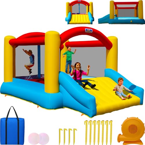 Sportspower™ My 1st Jump N Play™ Inflatable Bounce House with Large Slide & Anchors, Ages 3-8, Heavy Duty, ASTM Certified, on Included Blower