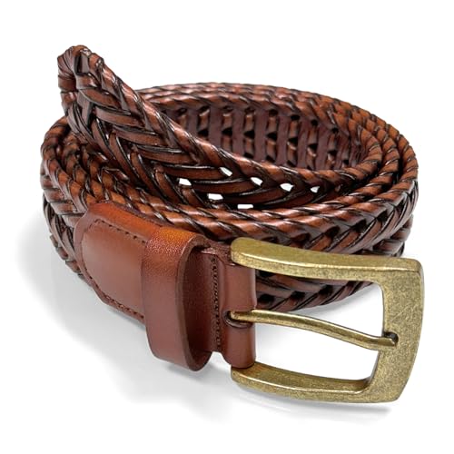 Braided Belt Genuine Leather Woven Casual Dress Belt 1-3/8"(35mm) Wide4