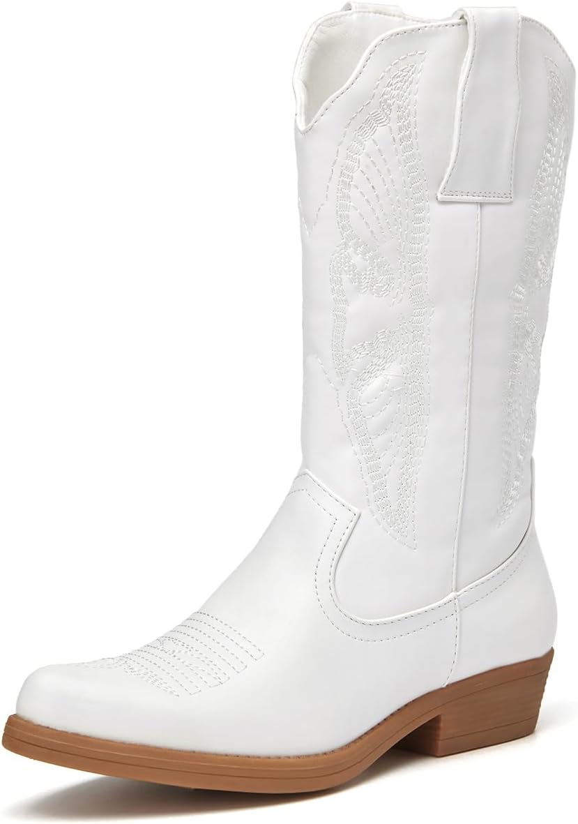 ALLOT Women's Embroidered Western Cowboy Boots Pull-On Tabs Pointed Toe...  - Picture 7 of 18