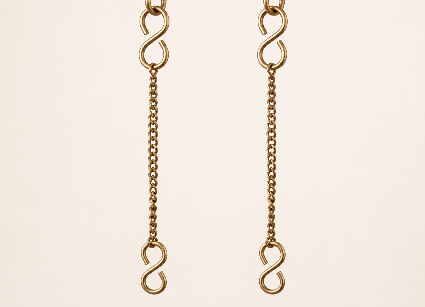 Brass Chain (Gold Finish) With S Hook (Pair of 1 Meter) on Both Side Multipurpose for Wall Hanging,Decorations,Temple Craft,Chain with Bell,etc-image-9