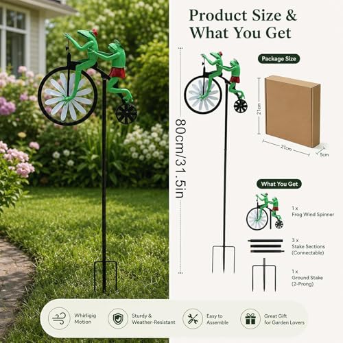 Moulin à vent de jardin vélo vintage pour pelouse et fêtes
