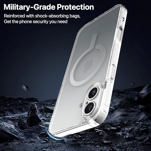 Image of eller sante Maven Magpro Back Cover Case for iPhone 16 Plus Scratch Resistant Camera Screen Protector TPU Shockproof 10ft Drop Protection Support Mag-Safe Wireless Charging- Grey