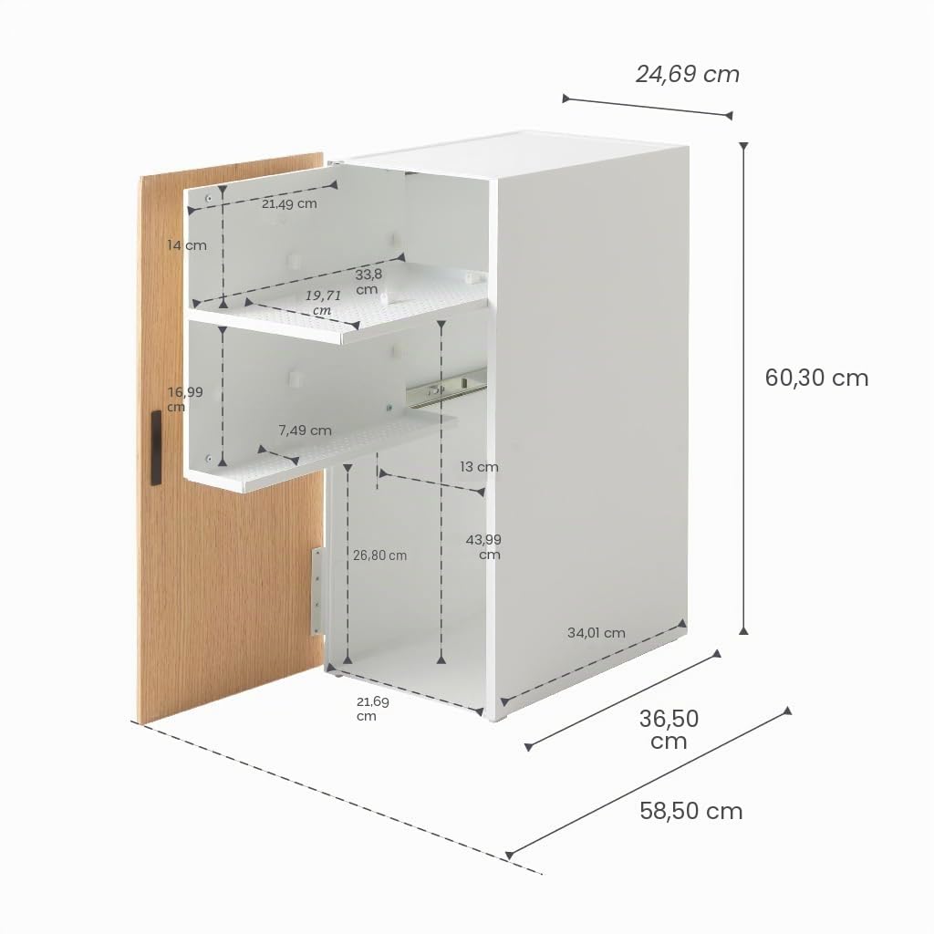 YAMAZAKI 2109 TOWER Game Console Organizer, white, Steel/Wood/Magnet/Silicone, 24.7 x 36.5 x 60.3 cm