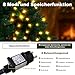 [2 Stück] 22M 200LED Lichterkette Außen, Insgesamt 44M 400 LED Warmweiß Lichterkette Led Innen Strom mit Timer Speicherfunktion, Dunkelgrünes Kabel, Wasserdicht 8 Modi für Garten Baum Weihnachten