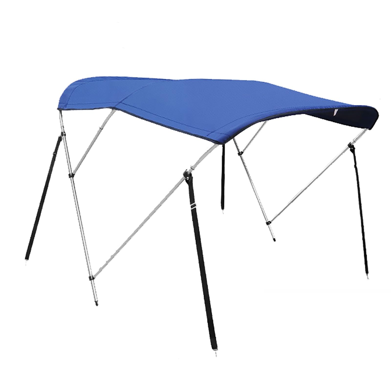Tendalino Barca a 3 Archi con Asta di Supporto Posteriore, Tendalini Parasole in Poliestere Blu 600D con Telaio in Alluminio, Include Vano Portaoggetti
