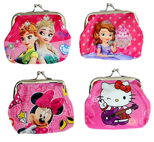 Girl's Cartoon Print Nylon Coin Purse (Multicolour) - Pack of 12