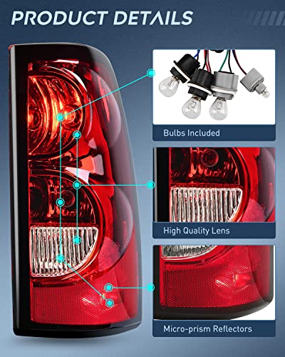 Image of Nilight Taillight Assembly Compatible with 2003-2006 Chevy Silverado