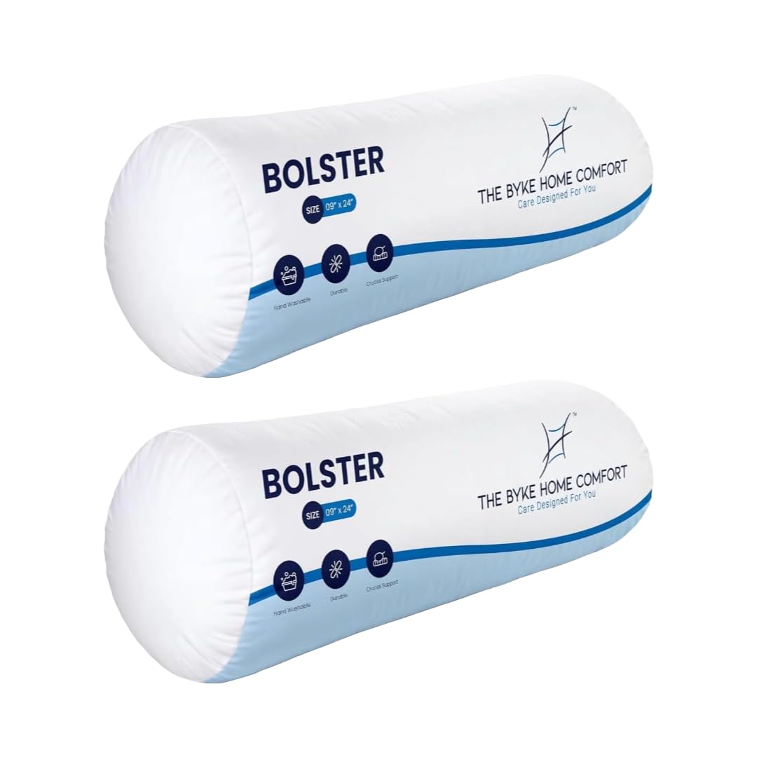 Sponsored Ad - The Byke Home Comfort Bolster Pillow | 24 Inch X 9 Inch | Set of 2 | Premium Fiber Filling | Suitable for Sofa, Bed, Diwan/Living Room and Car