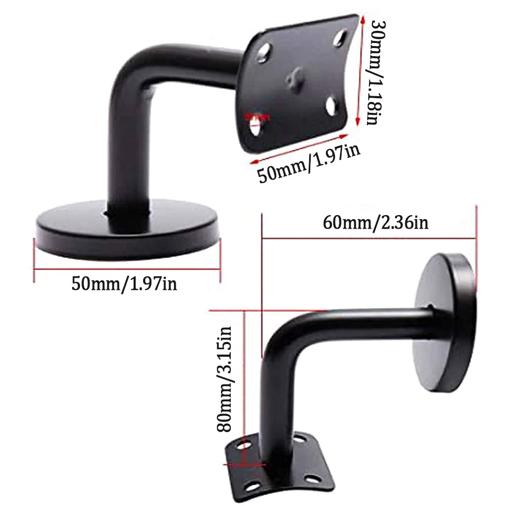 4 Piezas Soporte Pasamanos Escalera, Soportes Baranda de Acero Inoxidable para Barandillas de Escaleras Interiores y Exteriores, Con Tornillos, Negro