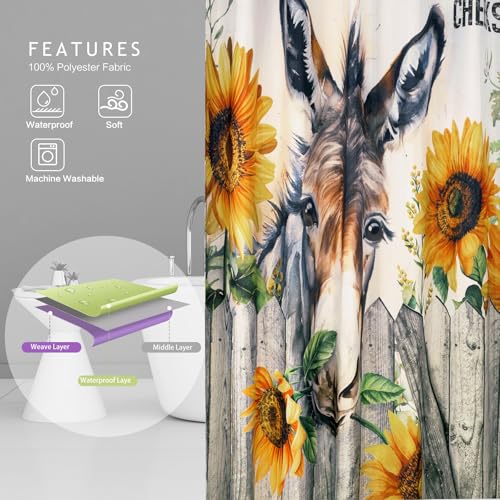 Vimorco-Shower-Curtain-Funny-Donkey-Cute-Donkey-Shower-Curtains-for-Bathroom-Waterproof-Quick-Dry-Polyester-Fabric-Shower-Curtain-Farmhouse-Sunflower-Bathroom-Set-Bath-Curtain-Decor-72x-72 Vimorco Shower Curtain Funny Donkey Cute Donkey Shower Curtains for Bathroom Waterproof Quick Dry Polyester Fabric Shower Curtain Farmhouse Sunflower Bathroom Set Bath Curtain Decor 72x 72