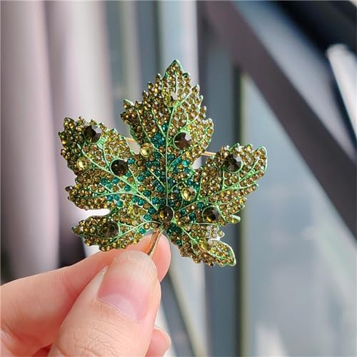 Image of WCRAZYE Rhinestone Maple Brooch Pin for Women Girls Sparkling Full Micro Pave Crystal Fall Thanksgiving Vintage Colorful Maple Leaf Lapel Pin Party Prom Wedding Thanksgiving Jewelry Gift