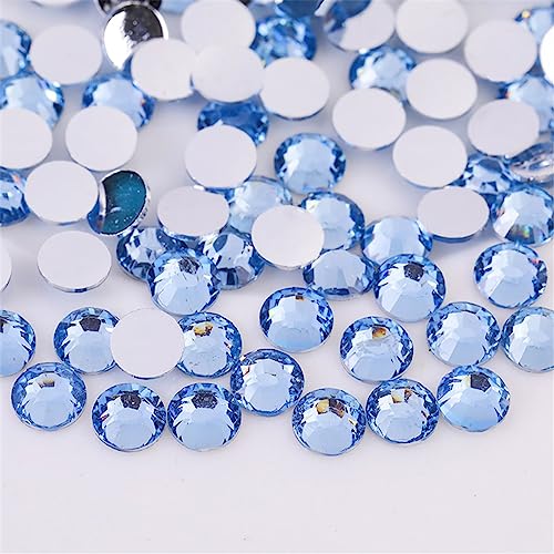 Image of 1000 Pieces SS20 5mm Flatback Rhinestones Clear Glass Round Gems Crystals for Nail Art DIY Crafts Clothes Shoes Bags （Light Blue）
