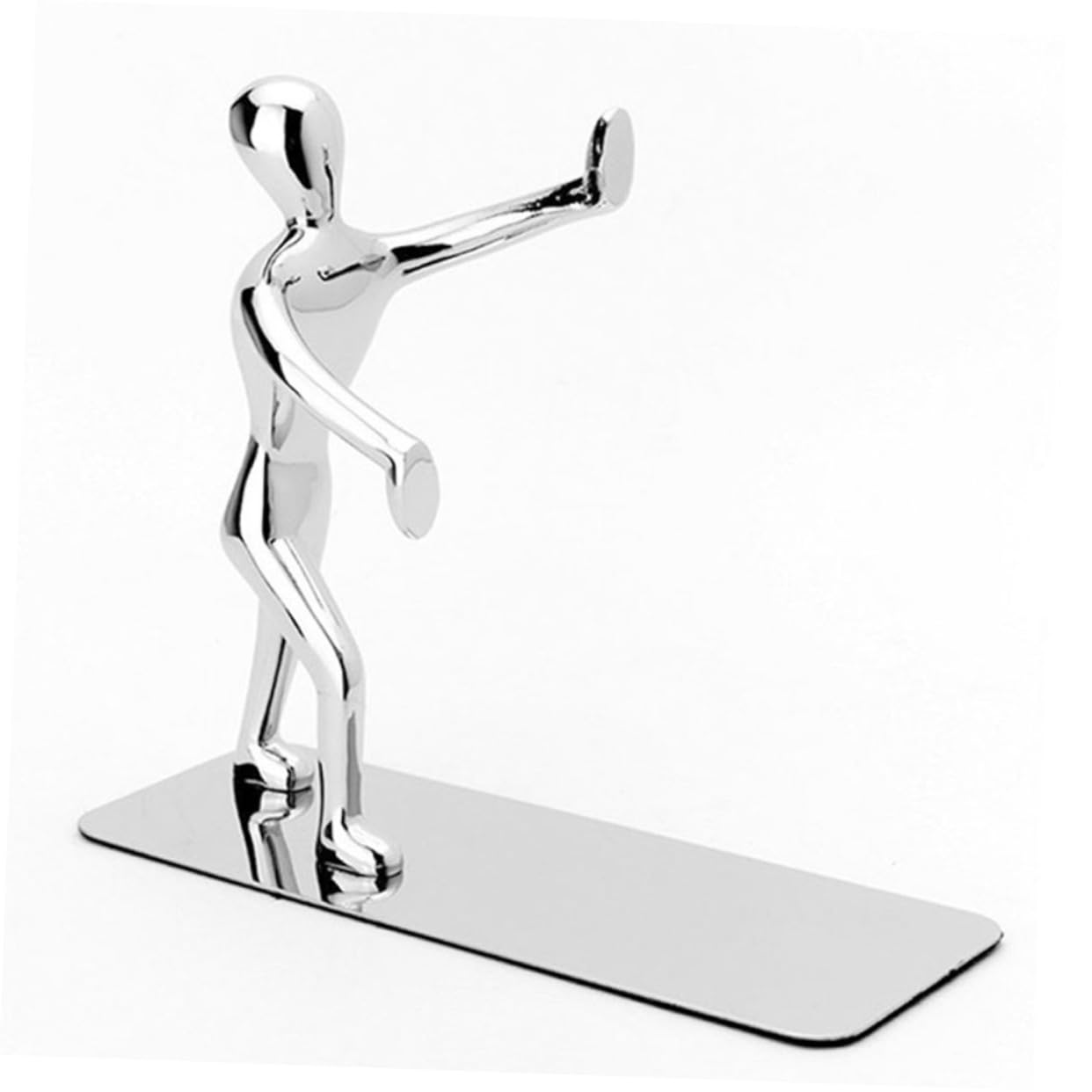 Buchstützen aus Metall in Kung Fu Form, 2 Stück, Silber