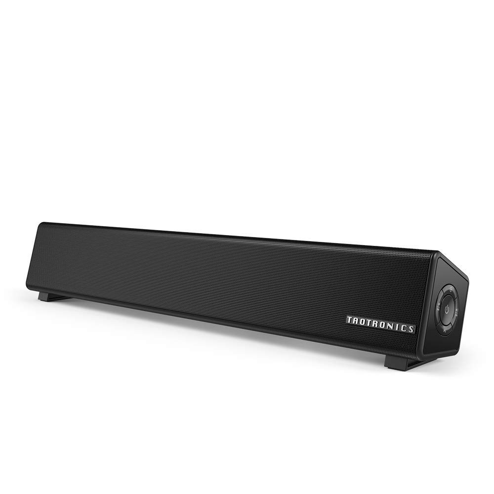 TaoTronics Bluetooth 5.0 Computer Speaker, Wired/Wireless Computer Sound Bar, Mini Soundbar Speaker for PC/Cellphone/Tablets/Desktop, Aux Connection (Renewed)