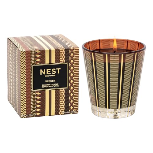 NEST New York Scented Classic Candle, Hearth - 8.1 oz - Up to 60-Hour Burn Time - Reusable Glass Vessel