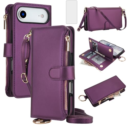 Coque iPhone 17 Air Asuwish avec fermeture éclair et bandoulière intégrée