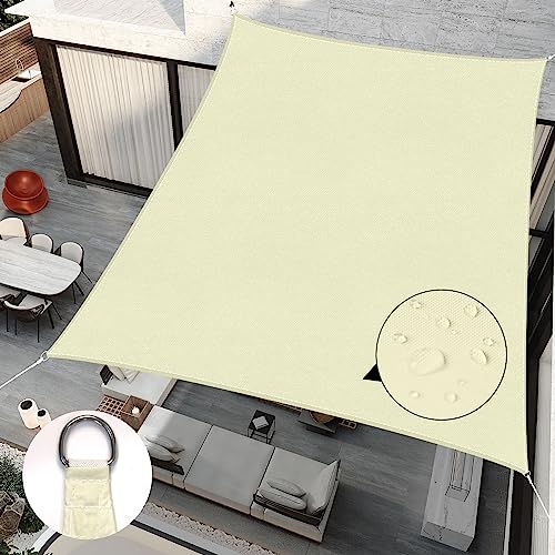 RICHIE Upgrade 12'x16' Sun Shade Sail Rectangle Canopy, Water Resistant & UV Block Sunshade for Outdoor Patio Lawn Beach Garden Carport Backyard Deck Pergola, Beige