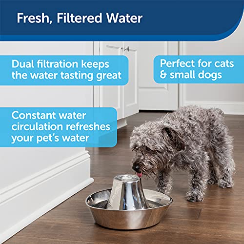 PetSafe Seaside Stainless Cat & Dog Fountain - 2 Water Filters & 1 Pump Included - Tower Creates Soothing Flow for Pets… - Image 4