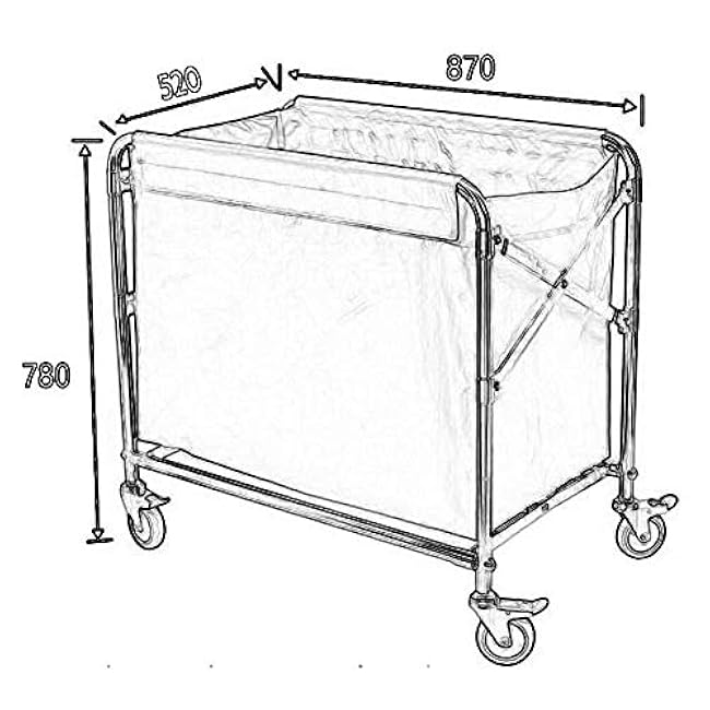 Stainless Steels Movable Hand Trucks Storage,Kitchen Trolleys,Folding Linen Cart for Hotel,Laundry Sorter Rolling Cart with Universal Brake Wheel,Room Service Rolling Trolley,Movable Cover-NYe011eh