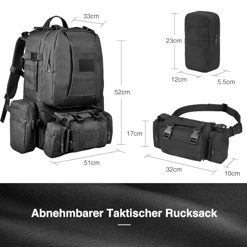 Wiserset Taktischer Rucksack,60L großer Survival Tagesrucksack herren – Ansicht 2