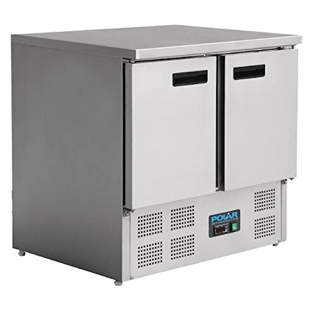 Polar Refrigeration G-Series 155W Double Door Counter Fridge 240 Litre, Stainless Steel, 2°C to 5°C, 880(H)x900(W)x700(D)mm, 2 Shelves, Fan Assisted Rapid Cooling, Energy Rating C | U636
