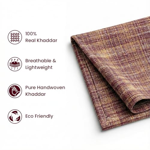 Image of Unstitched Cotton Fabric for Men and Women - Light Weight Trending Self Pattern Khadi Cotton Fabric Material (3.5 Meter, New Marron)