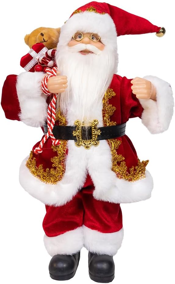 Kurt Adler 12" Standing Christmas Santa with Sack