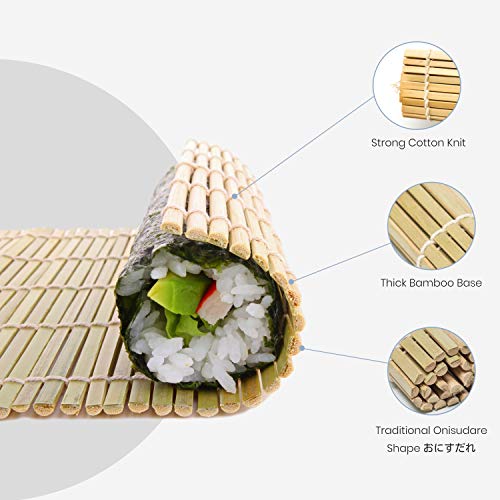Tetsujin Bamboo Sushi Mat - 9.5\" X 9.5\" Sushi Roller - Chef Grade Bamboo Sushi Rolling Mat - Premium Quality Sushi Mat Roller