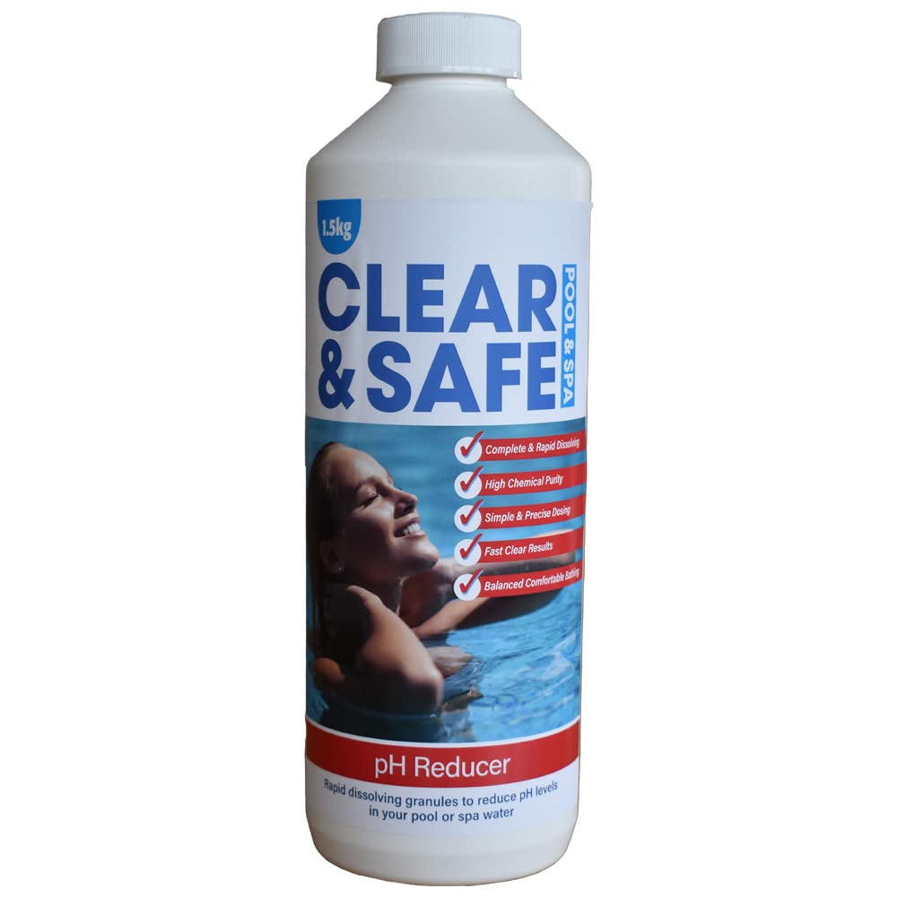 Clear & Safe pH Reducer 1.5KG Water Balancer for Hot Tubs, Spas and Swimming Pool Water
